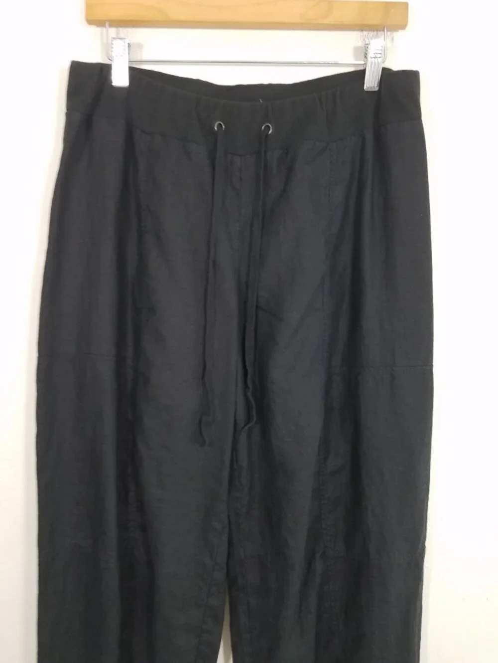 EUC Eileen Fisher Organic Linen Pull-On Drawstring Waist Pants Black Size M